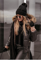 Pikowana Jacke z futerkiem Like Snow Schwarz