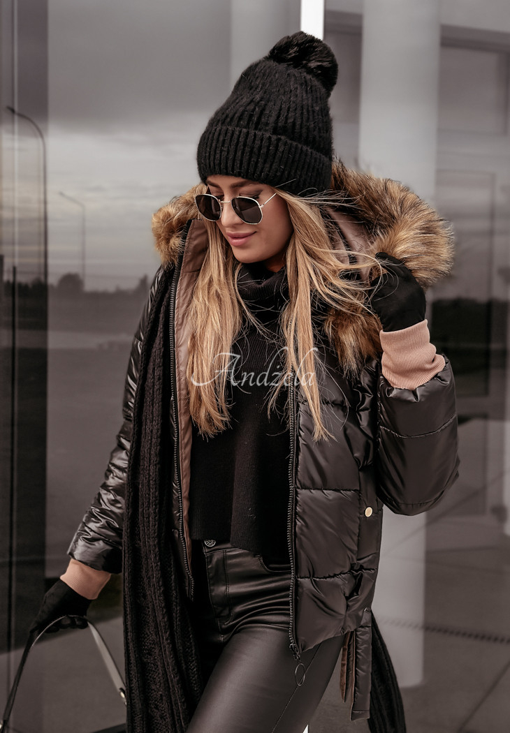 Steppjacke mit Fell Everyday Choice Schwarz