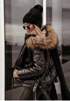 Pikowana Jacke z futerkiem Like Snow Schwarz