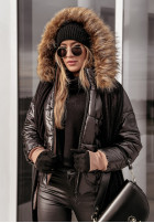 Pikowana Jacke z futerkiem Like Snow Schwarz