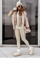 Pikowana Jacke z futerkiem Like Snow Camel