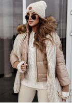 Pikowana Jacke z futerkiem Like Snow Camel