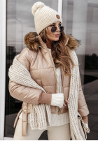 Pikowana Jacke z futerkiem Like Snow Camel