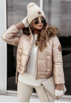 Pikowana Jacke z futerkiem Like Snow Camel