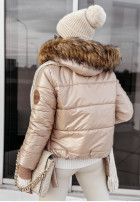 Pikowana Jacke z futerkiem Like Snow Camel