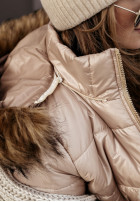 Pikowana Jacke z futerkiem Like Snow Camel