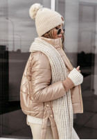 Pikowana Jacke z futerkiem Like Snow Camel