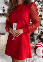 Kleid z koronkowymi rękawami Sweet Kiss Rot