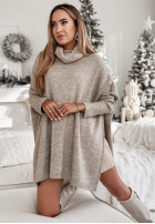 Pullover z golfem i rozcięciami Snowy Whisper Beige