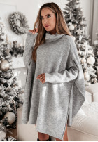 Pullover z golfem i rozcięciami Snowy Whisper Grau