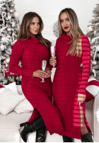 Kleid Pullover z golfem i rozcięciem Sweet Cookies Rot