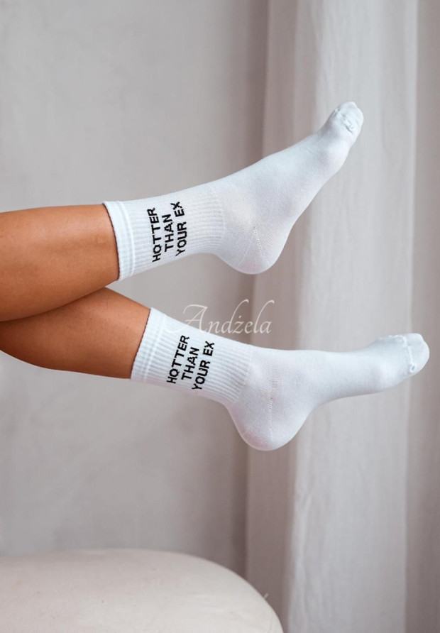Lange Socken Hotter Than Your Ex Weiß