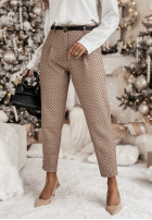 Eleganckie Hose Mit Muster Fashion Chic Camel