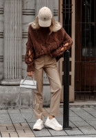 Pullover z ozdobnym splotem Cocomore Casual Schokoladenbraun