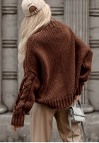 Pullover z ozdobnym splotem Cocomore Casual Schokoladenbraun