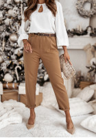 Eleganckie Hose z paskiem Francis Beige