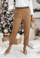 Eleganckie Hose z paskiem Francis Beige