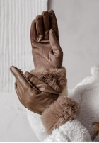Handschuhe Aus Lederimitat z futerkiem Enjoy The Winter Camel
