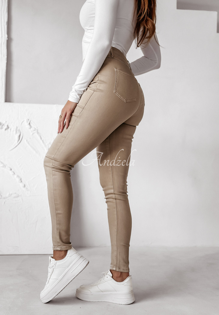 Elara KUNSTLEDER HOSE - Pantalon classique - beige 