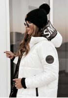 Długa pikowana Jacke z kapturem This Season Icon Weiß