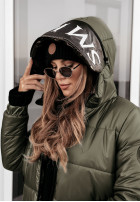 Długa pikowana Jacke z kapturem This Season Icon khaki