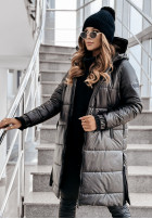 Długa pikowana Jacke z kapturem This Season Icon Schwarz