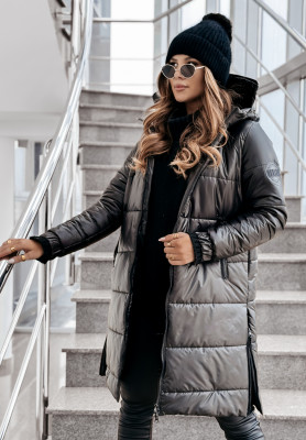 Lange Steppjacke mit Kapuze This Season Icon Schwarz