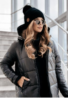 Długa pikowana Jacke z kapturem This Season Icon Schwarz