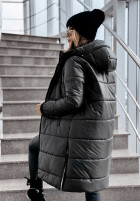 Długa pikowana Jacke z kapturem This Season Icon Schwarz