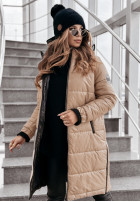 Długa pikowana Jacke z kapturem This Season Icon Beige