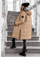 Długa pikowana Jacke z kapturem This Season Icon Beige