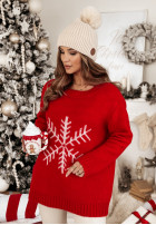 Pullover oversize ze śnieżynką Only Snowflake Rot