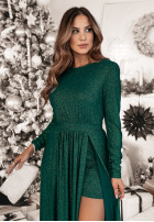 Błyszcząca Kleid maxi z rozcięciami Wish Come True Flaschengrün