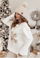 Pullover oversize ze śnieżynką Only Snowflake ecru