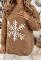 Pullover oversize ze śnieżynką Only Snowflake Camel