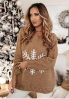 Pullover oversize ze śnieżynką Only Snowflake Camel