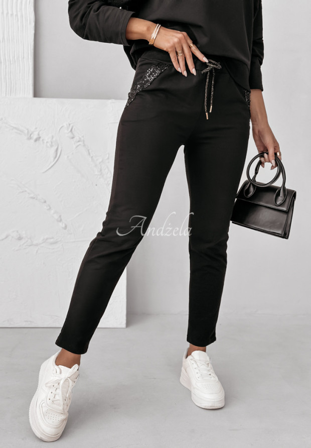 Jogginghose mit Paillettenverzierung Fit Fusion Schwarz