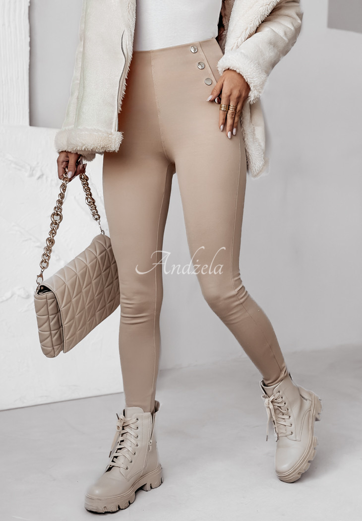 Leggings mit Knöpfen Lift Me Out Beige