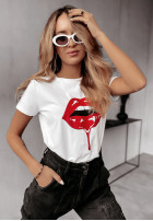 T-Shirt z nadrukiem Juicy Lips Weiß