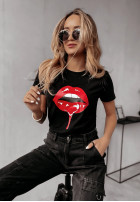 T-Shirt z nadrukiem Juicy Lips Schwarz