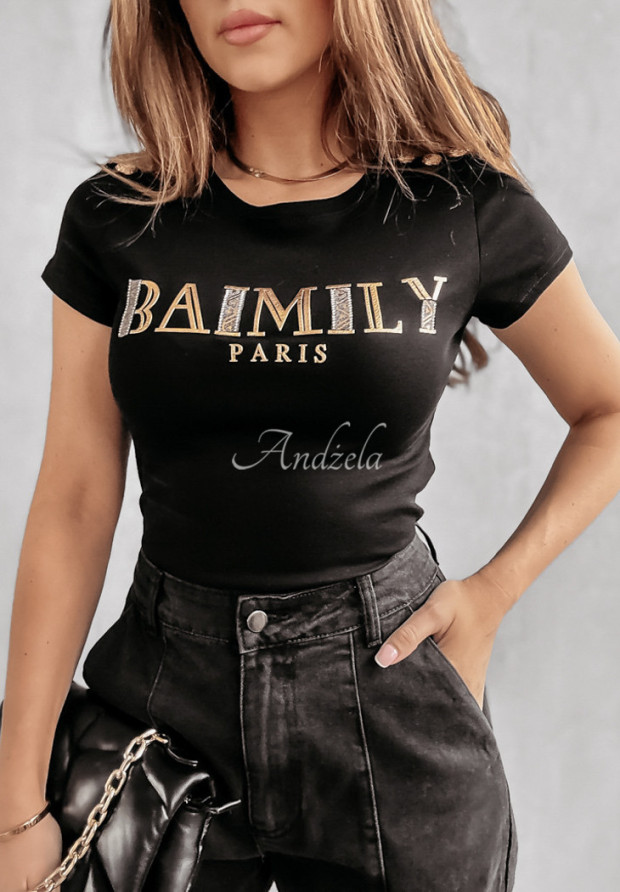 T-Shirt mit Zierapplikation Baimily Schwarz