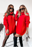 Długi Pullover z golfem Delicate Rot