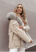 Jacke parka z futerkiem Avenue Beige