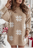 Długi świąteczny Pullover w śnieżynki Christmas Magic Camel