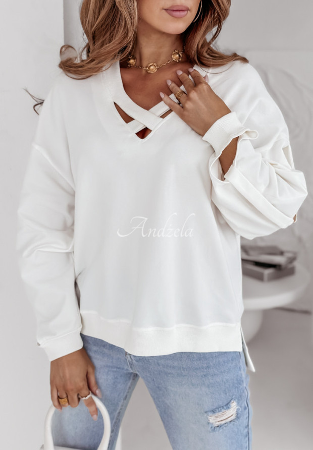 Oversize Sweatshirt mit Ausschnitt Fit Beauty Ecru
