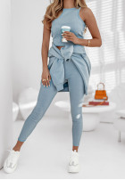 Set 3in1 Leggings, top i Sweatshirt Super Fit in blue