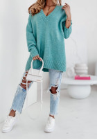 Oversize Pullover mit Ausschnitt Stay Cozy Mintgrün