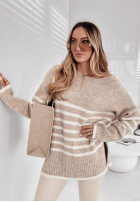 Pullover oversize w paski Dashwood Beige