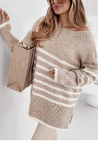 Pullover oversize w paski Dashwood Beige