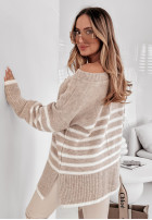 Pullover oversize w paski Dashwood Beige